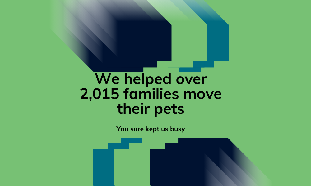 We helped over 2015 families move their pets in 2025.