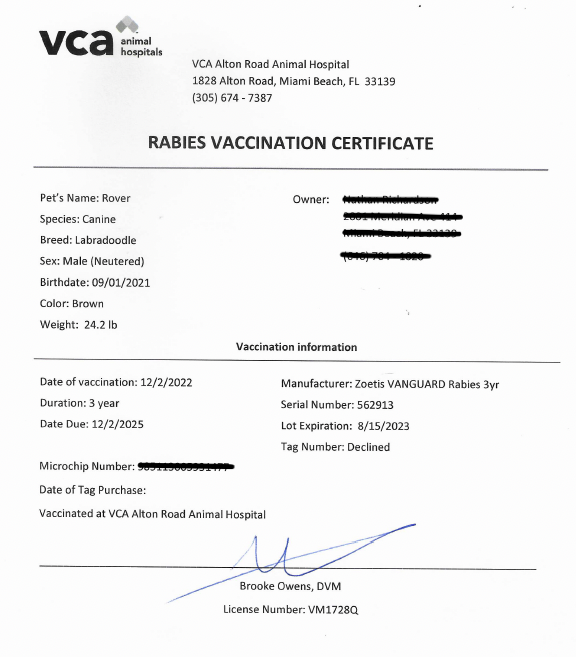 What are the rabies vaccination - Acceptable%20Rabies%20Cert