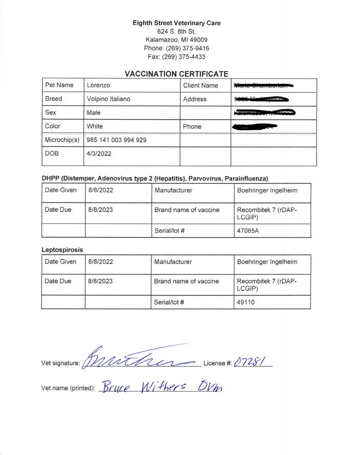 General Vaccine Example