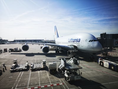 Lufthansa plane at an airport