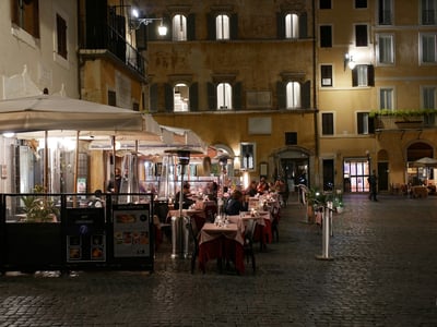 Restaurant in Rome at night