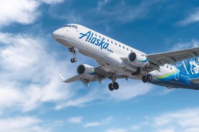 Alaska Airlines plane in air