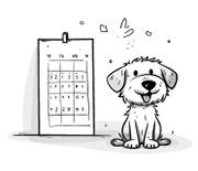 dog and calendar sketch