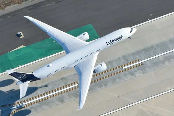 Lufthansa plane leaving the runway