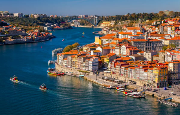 Scenic picture overlooking waterway at Portugal