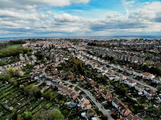 Sheffield UK landscape overlooking homes
